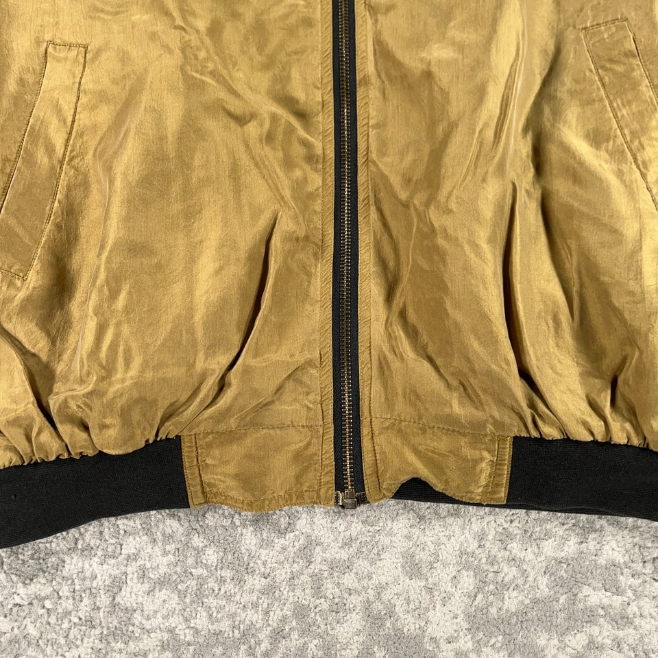 Chaqueta De Colección Robert Stock Para Hombre Grande L Marrón Seda Bombardero Cremallera Completa Años 90 Ligera Foto 3 de 4