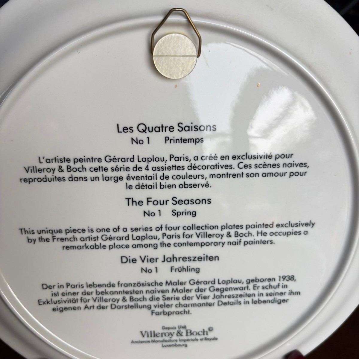 【Villeroy & Boch 廃盤シリーズ】ガラスプレート　４枚セット Villeroy & Boch Four Seasons No. 1 Spring Plate Gérard Laplau