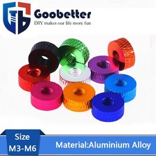 Knurled Thumb Nuts Aluminum Alloy Anodized Flat Through Hole Nut M3 M4 M5 M6