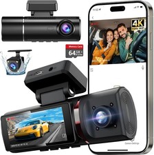 3 Channel 4K Dash Cam Front, 1080P Dash Rear and Inside for Cars with 3.16 IP...