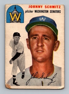 1954 Topps #33 Johnny Schmitz LOW GRADE Vintage Baseball Card