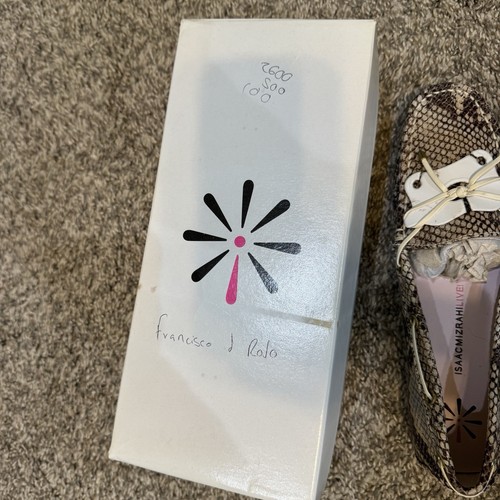 Zapatos Mocasines Isaac Mizrahi Cuero Superior Piel Serpiente Estampado Corbata Talla 9 M - Imagen 5 de 6