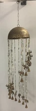 Vtg Metal Elephant Windchimes Colorful Beaded Strands 32.5" H