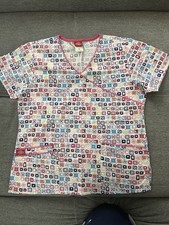 Dickies Womens Patterned Scrub Top Size SM