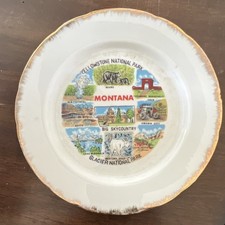 Montana Yellowstone Glacier National Park Porcelain Collector Plate Japan