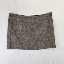 J. Crew Brown Tweed Wool Blend Mini Skirt Size 14 Made in USA Side Zip Classic