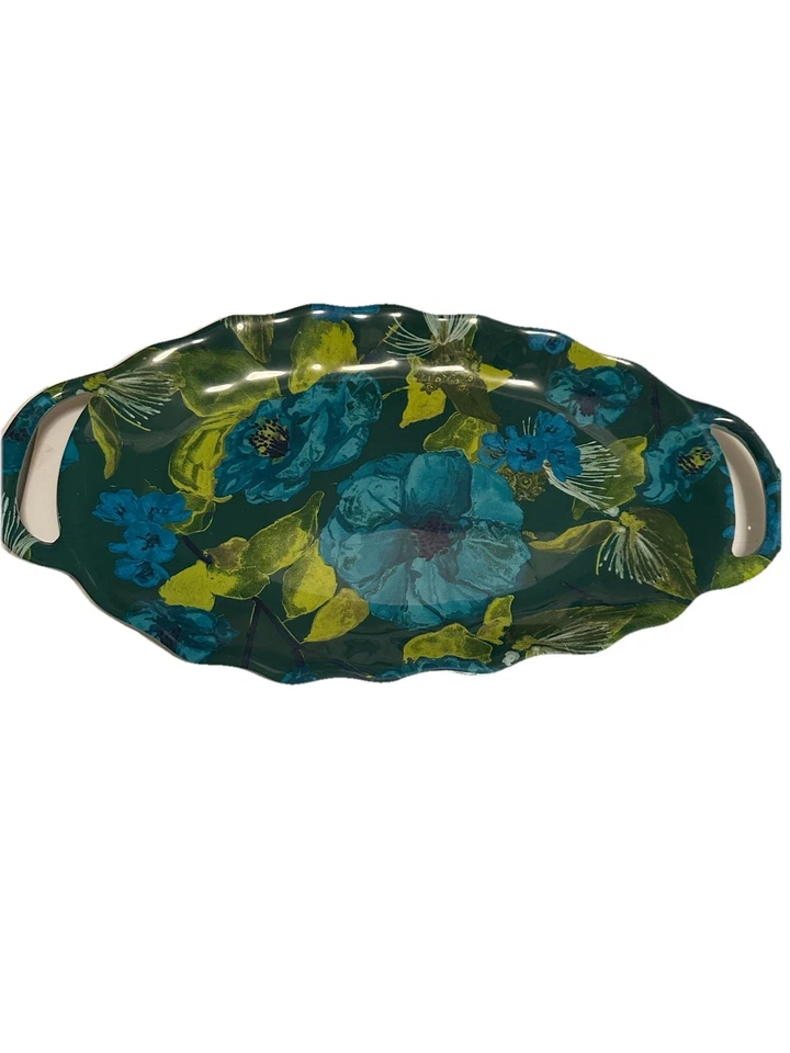 OpalHouse Melamina Azul y Verde Diseño Floral con Asas, 20x11”, Fiesta Tiki Foto 3 de 4