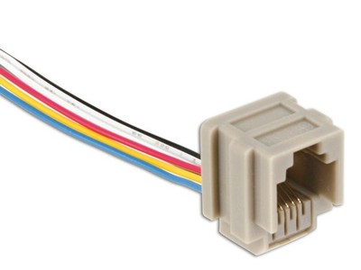 ECON CONNECT Modular-Einbaubuchse, mit Anschlusslitzen, 6P6C