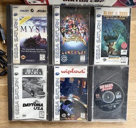 SEGA Saturn Console - Black MK-80000 2 Controllers & 8 Games Lot VIRTUA COP