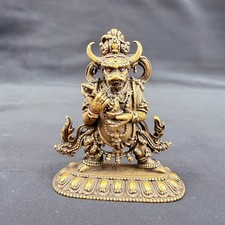 Old Chinese Tibetan Copper Yamantaka Statue, Handmade Miniature Protector Deity