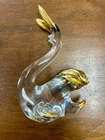 Murano Art Glass Nautilus Sea Snail Figurine 24k Gold Aventurine Blue 6” Italy