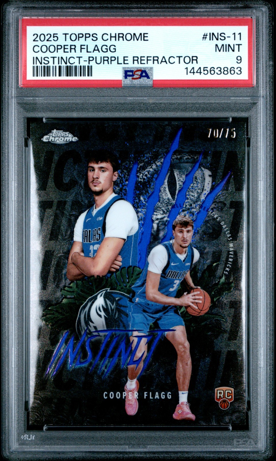 2025-26 Topps Chrome Cooper Flagg Instinct RC Purple Refractor /75 - PSA 9