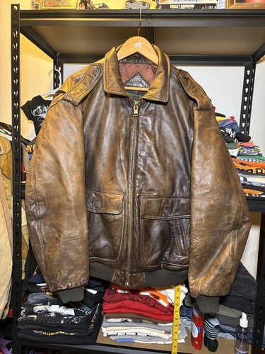 Vintage Abercrombie & Fitch Leather Bomber Jacket Men’s Size XL Camel Brown