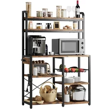 6 Tier Bakers Rack Kitchen Microwave Stand Coffee Bar Station with Power Outlet