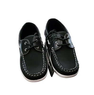 New Laced Up Black Boat Shoes