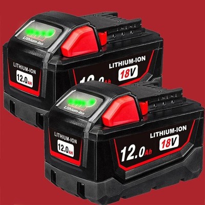 2PACK 12.0Ah Battery Replace Milwaukee For M18 18V Extended Capacity 48-11-1860
