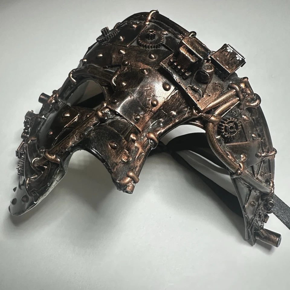 Máscara de mascarada tono bronce fantasma de ópera media cara máscara veneciana de Halloween Foto 3 de 4