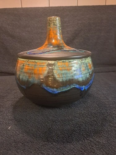 Rare Vtg Haeger Peacock Glaze Early American By Haeger 9H