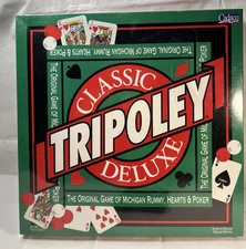 Cadaco Classic Tripoley Deluxe Michigan Rummy Hearts & Poker Game1995 New