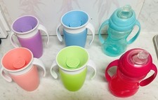 Munchkin Sippy Cups 360 Miracle W/ Handles Lot Of 4 , 2 Nuby Gripper Sippy Cups