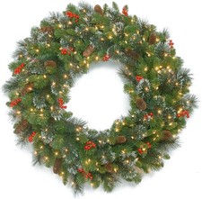 National Tree Company 30 in Pre-Lit Crestwood Spruce Artificial Christmas Wreath