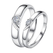 Heart Promise Rings for Couples I Love You Engagement Wedding Ring Band Set Gift