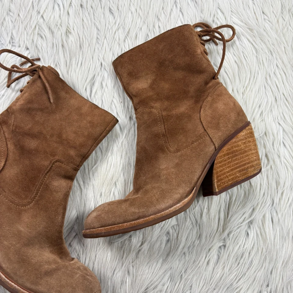 Kork-Ease Women's 6.5 Brown Tan Suede Cherna Calf Boots Boho Western Block Heel - Image 3 of 4