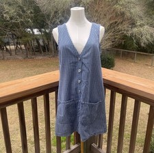 Vintage Express Jeans 90s Blue Gingham Button-Down Dress Small