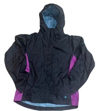 Columbia Girls Windbreaker Rain Jacket Hooded Purple Black Size Large 14/16