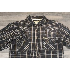 Cowboy Hardware Western Plaid Shirt L Mens Long Sleeve Button Up Barbed Wire