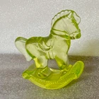 Fenton Green Art Glass Rocking Horse Figurine Handmade in USA