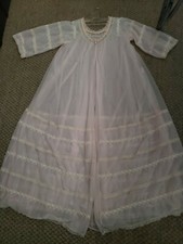 Vintage INTIME Double Chiffon Nylon PEIGNOIR Robe Gorgeous Lace pink small