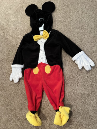 Costume Mickey Mouse Disney Deluxe 18 mois 1 pièce à capuche mignon dressage fête - Photo 1/5