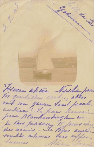 Postcard Saling Boat Belgium 1903. Undivided Back. Posted to Brisbane Australia - Picture 1 of 2