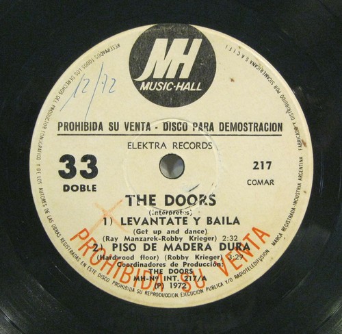 FRANK ZAPPA / DOORS "WAKA JAWAKA - LEVANTATE Y BAILA" 7' single Argentina promo - Picture 2 of 3