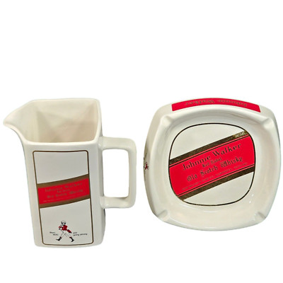 Johnnie Walker Red Label Pitcher & Ashtray PDM England Vintage Barware