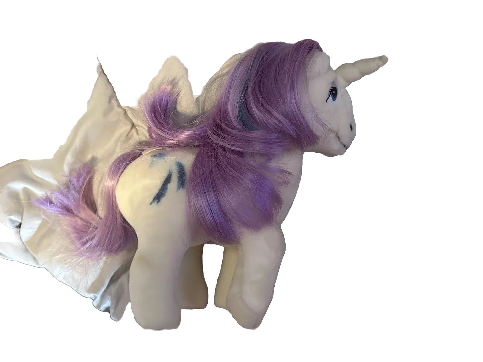 Vintage Hasbro My Little Pony White Unicorn Plush Softie & Brush Great Condition