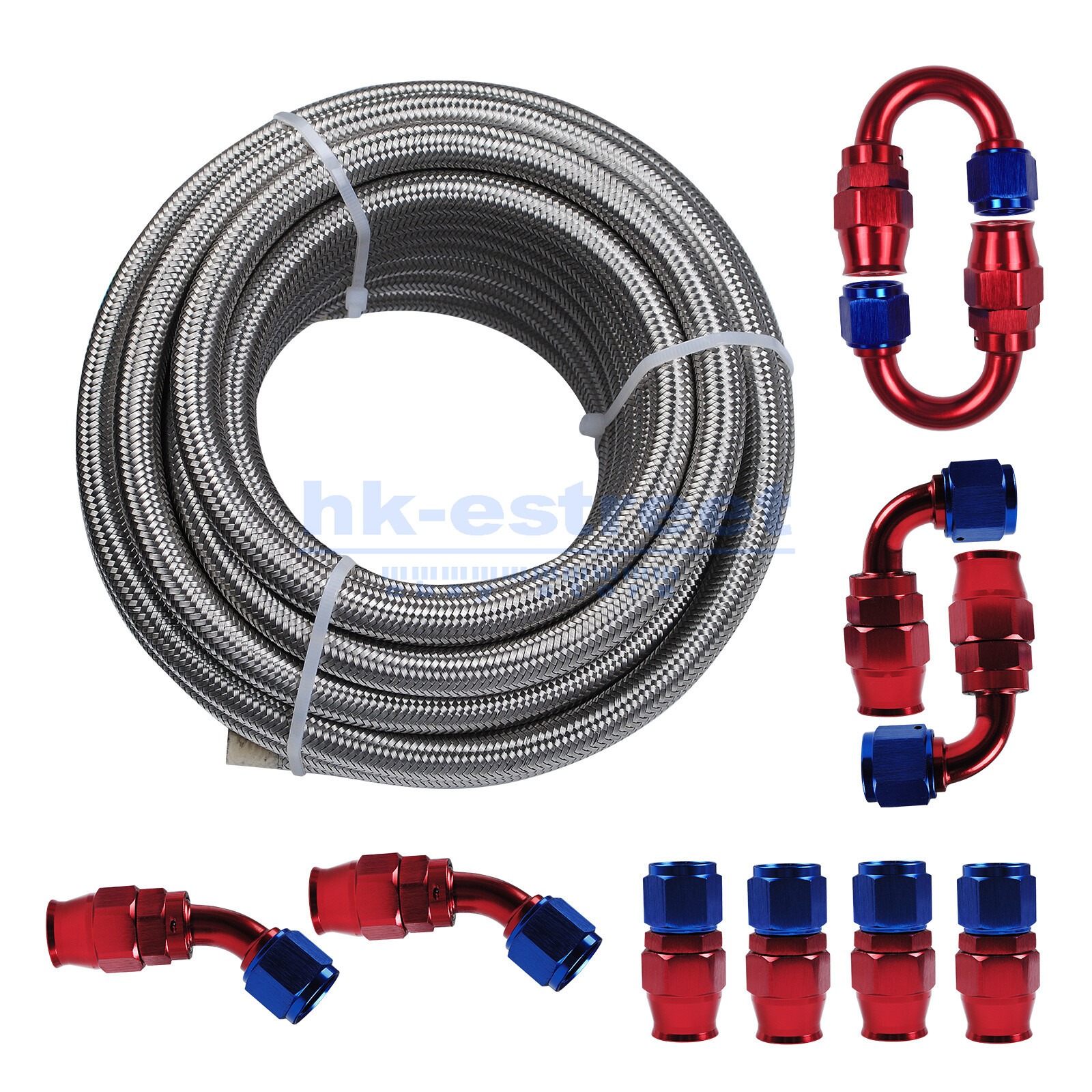 AN8 -8AN 1/2 Stainless Steel Braided Oil Fuel Hose Line 10FT-20FT Kit W/ Fittings