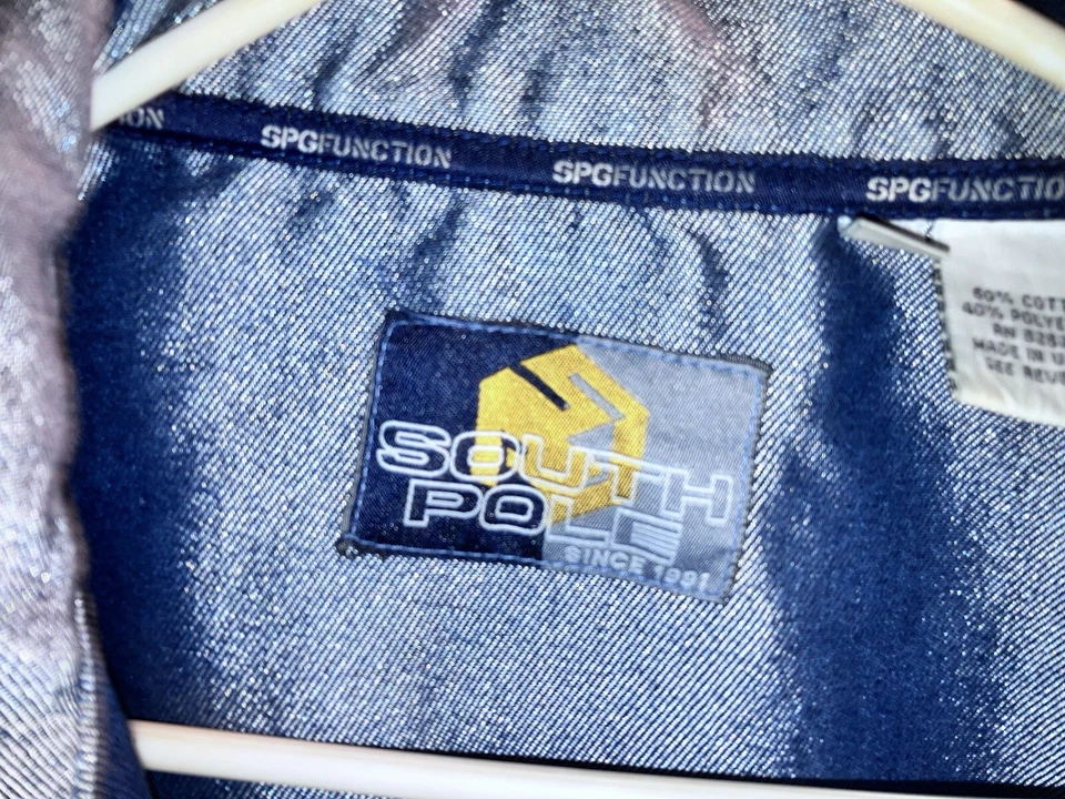 Vintage Y2K Southpole Jacket XL reflective Denim Streetwear Hip Hop - Image 4 of 4