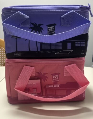 Trader Joe's Valentines Day Mini Insulated Tote Bag Pink And Lavender BNWT