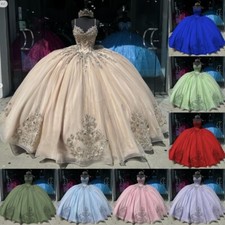 Glitter Quinceanera Dresses With Bow 3D Flower Pageant Sweet 15 16 Ball Gowns