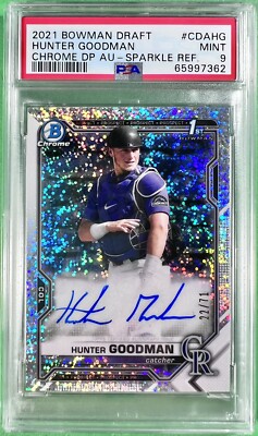 TOPPS １ST Bowman Hunter Goodman 🔥 2021 1st Bowman Chrome Auto Sparkle #/71 💎 PSA