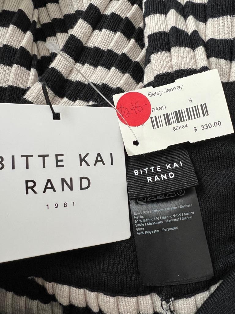 BITTE KAI RAND Black+Tan Wool Blend Knit Pleated Wide Leg PO Pant