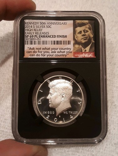2014 50C Kennedy 50th Ann. 4 Coin Set High Relief Early Releases NGC SP/PF 69 PL - Picture 2 of 9