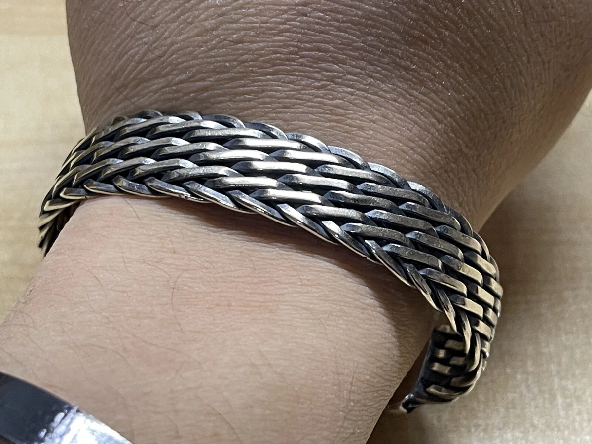 Solid 925 Sterling Silver Mens Heavy Braided Torque Bangle Cuff Bracelet |  eBay