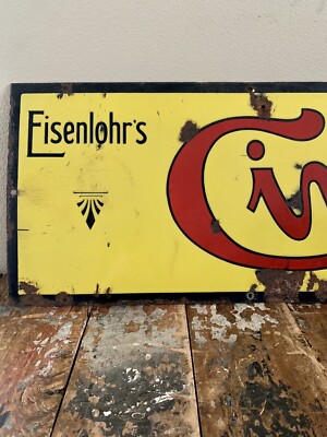 Early Antique Porcelain Eisenlohr's Cinco Cigars Sign 36” x 12” | eBay