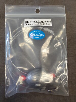 CUSTOM HAND TIED BLACKFISH RIG SINGLE (6, 8, 10, 12 oz) w GAMAKATSU OCTOPUS HOOK