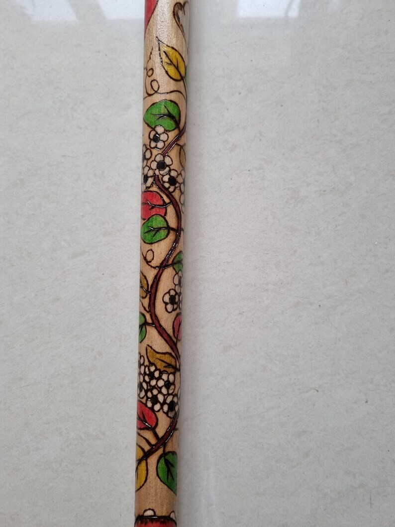 Unique Alice in Wonderland Pyrography Walking Stick Cane image 5