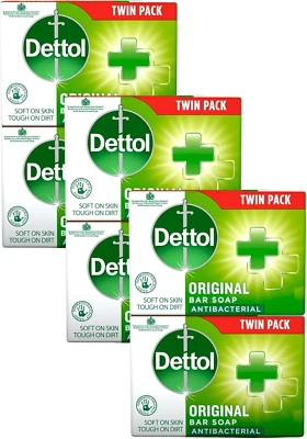 RECKITT BENCKISER Dettol Soap Original Antibacterial Bar - 3 Twin Pack, 6 X 100G Antibacterial Han