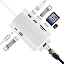 7in1 4K USB C Hub Type C Adapter USB 3.0 SD TF Card Reader HDMI TV For MacBook